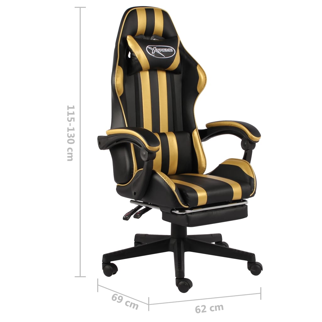Chair Black and Gold Faux Leather, Plywood, Steel Medium