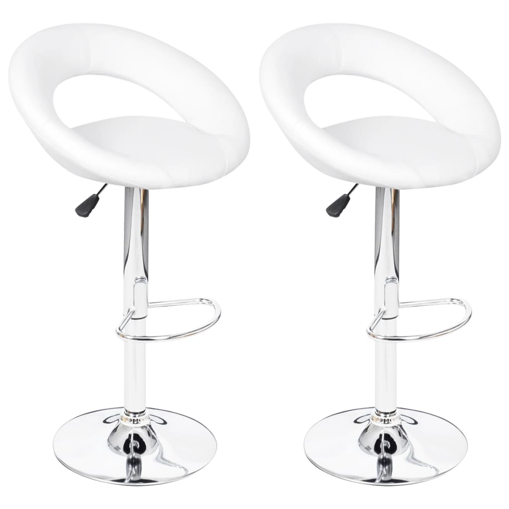 Stool Set of 2 White Faux leather, iron
