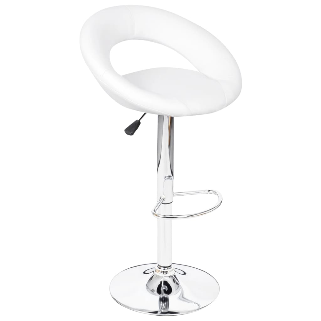 Stool Set of 2 White Faux leather, iron