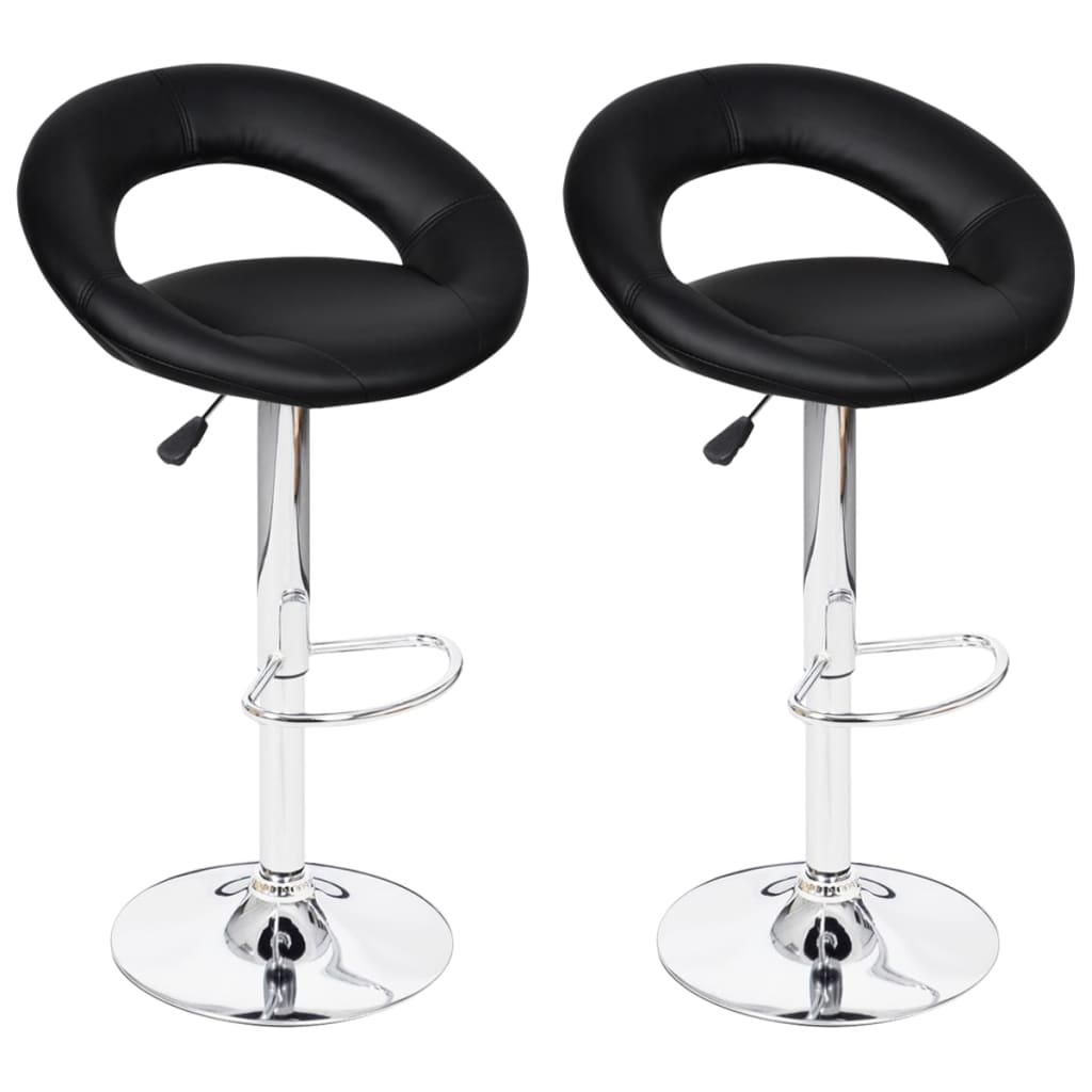 Bar Stools 2 pcs Black Faux Leather
