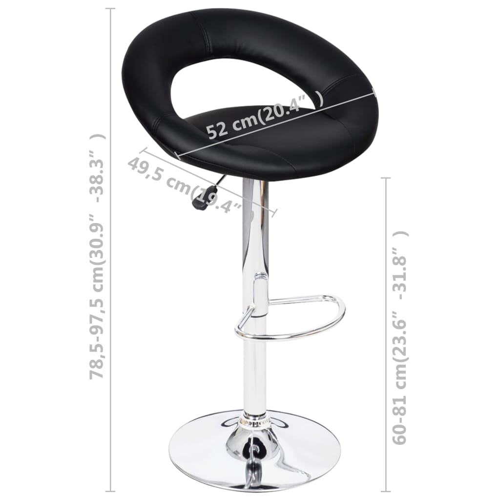 Bar Stools 2 pcs Black Faux Leather