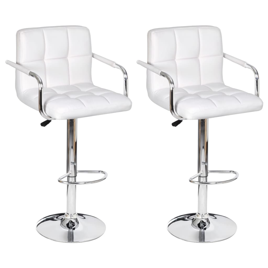 Bar Stools 2 pcs White Faux Leather