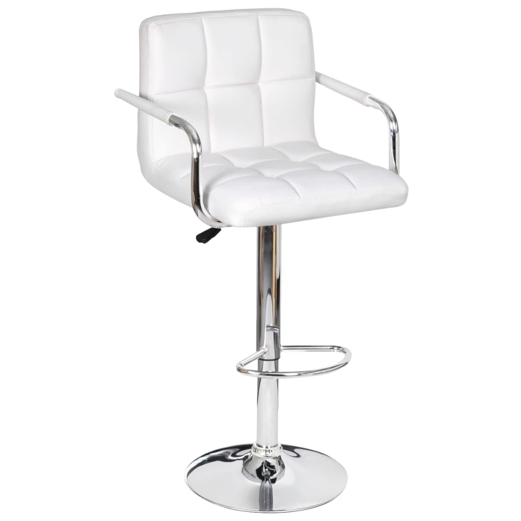 Bar Stools 2 pcs White Faux Leather