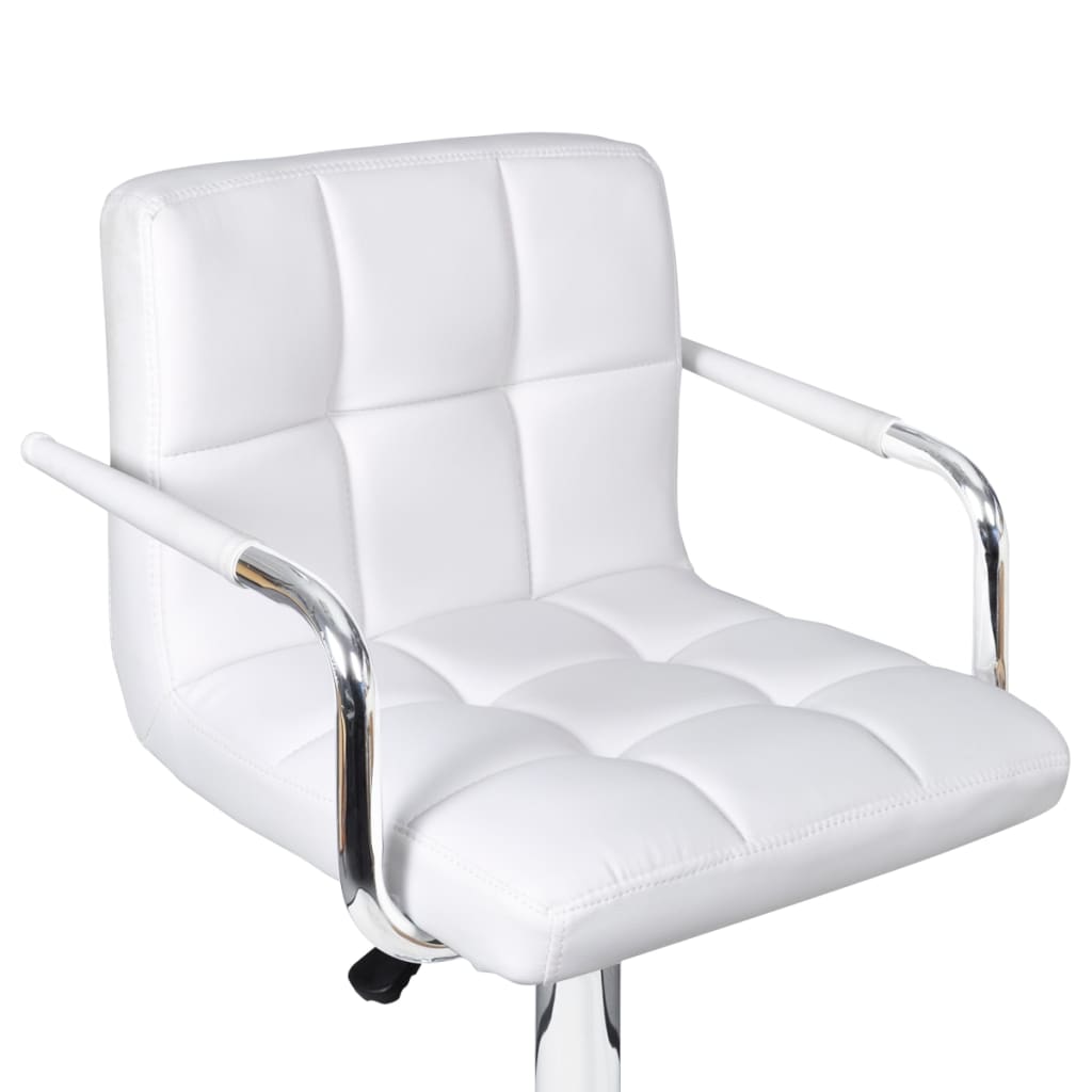 Bar Stools 2 pcs White Faux Leather