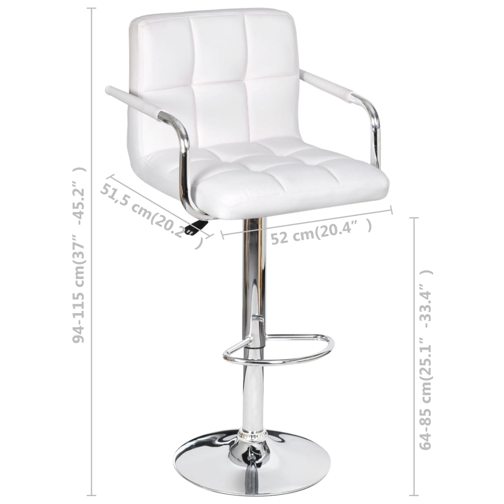 Bar Stools 2 pcs White Faux Leather