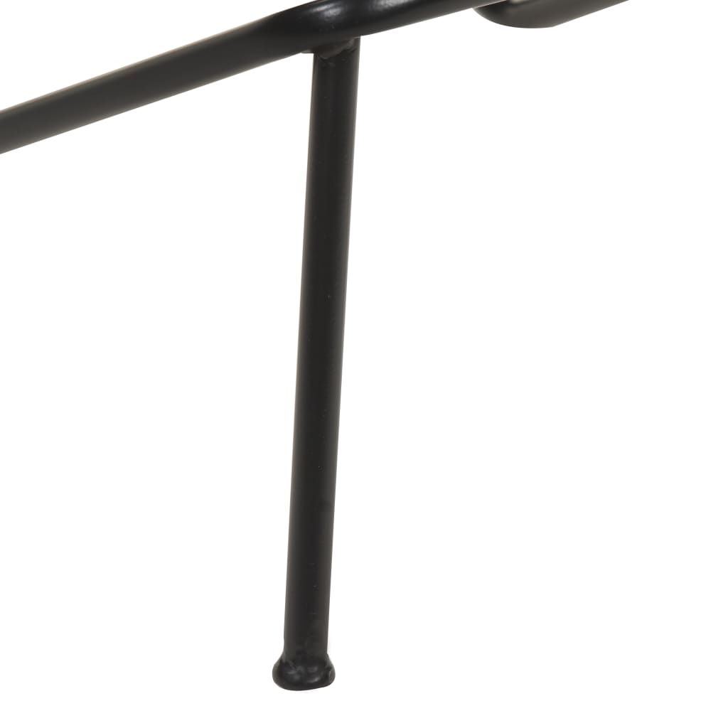 Bar Stool Set of 2 Black Real goat leather, powder-coated iron