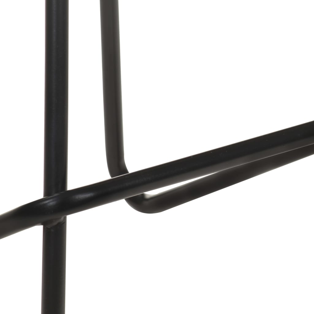 Bar Stool Set of 4 Black Real goat leather, powder-coated iron