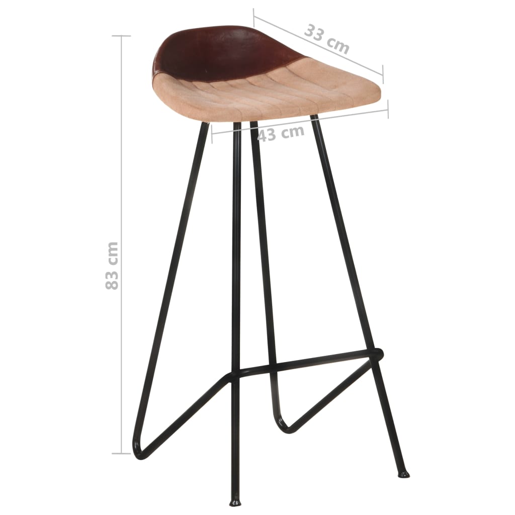 Bar Stool Set of 2 Brown