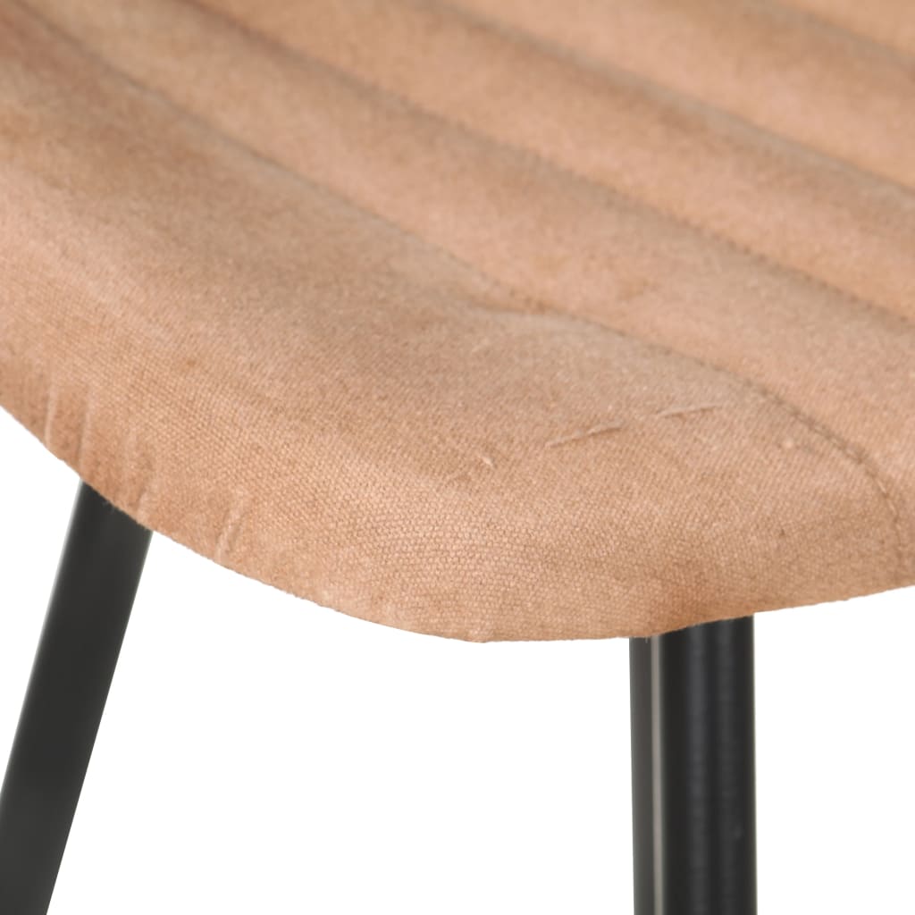 Bar Stool Set of 4 Brown Real goat leather, powder-coated iron