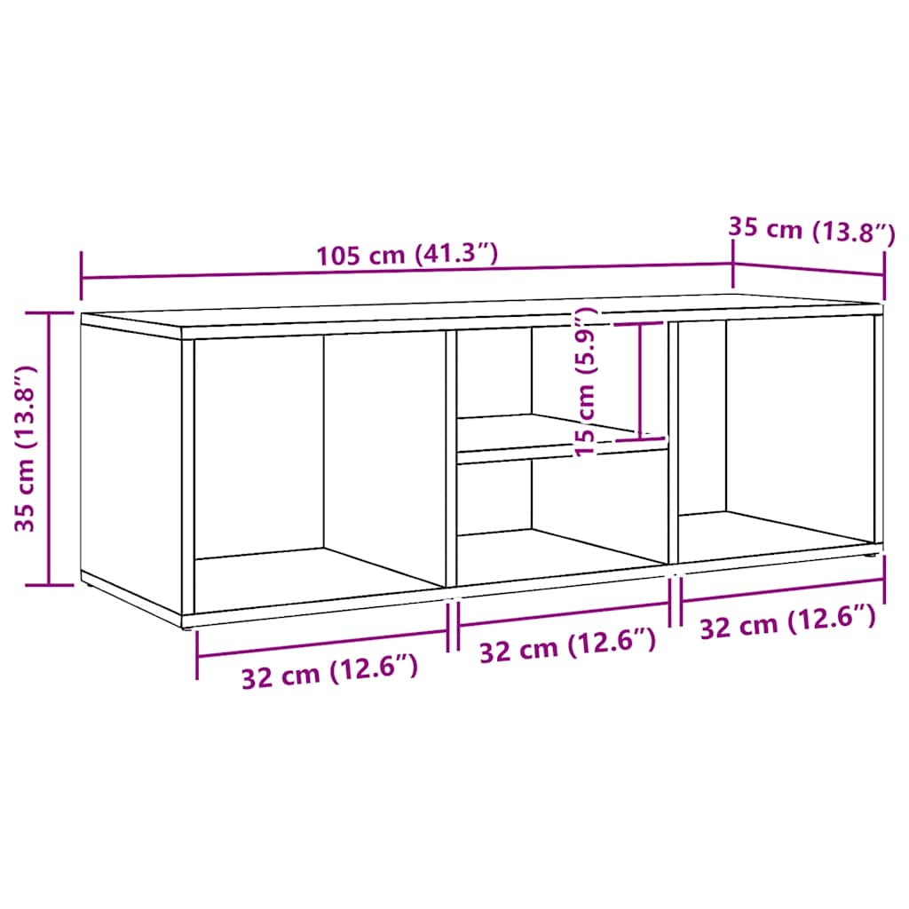 Shoe Storage Bench Black 41.3x13.8x13.8" Engineered Wood