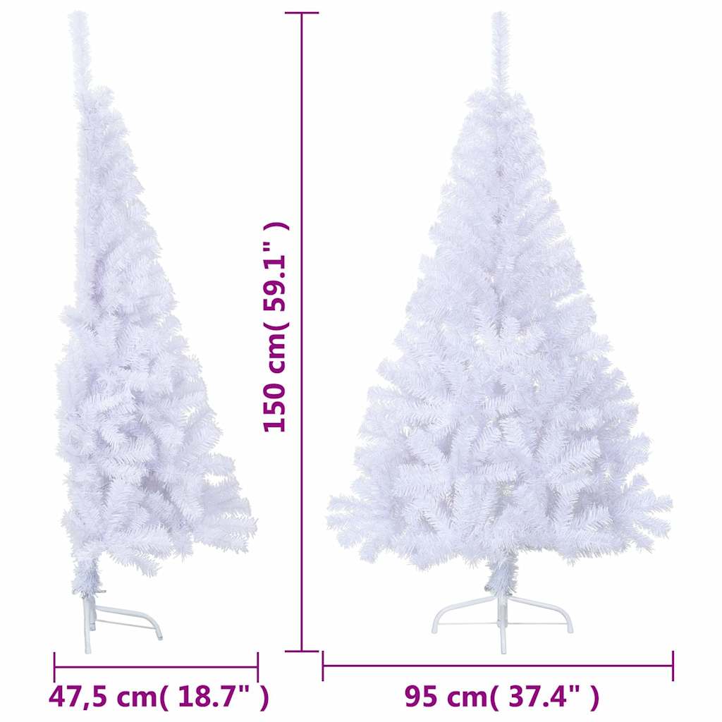 Artificial Half Christmas Tree with Stand White 5 ft PVC