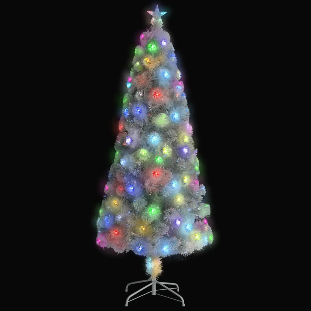 Artificial Pre-lit Christmas Tree White 6 ft Fiber Optic