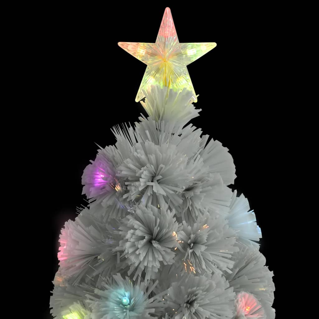 Artificial Pre-lit Christmas Tree White 6 ft Fiber Optic