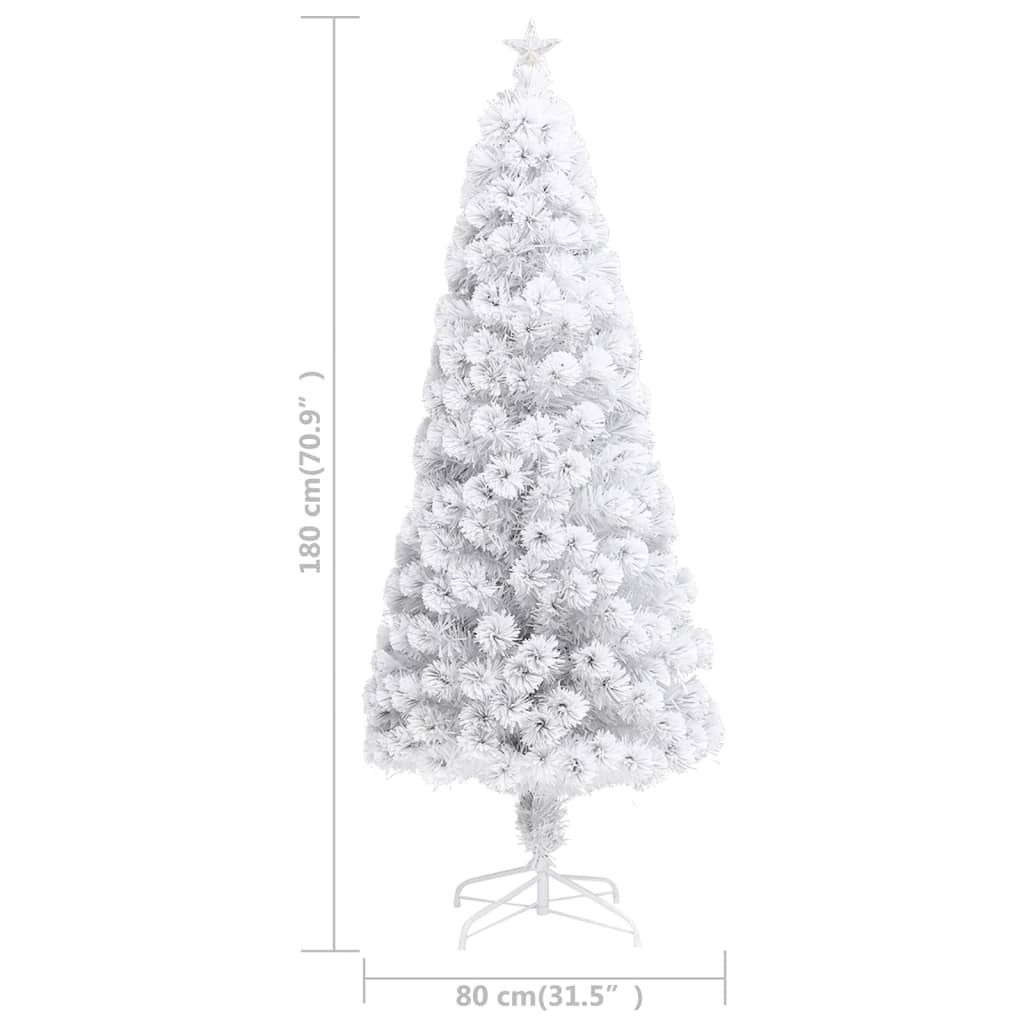 Artificial Pre-lit Christmas Tree White 6 ft Fiber Optic