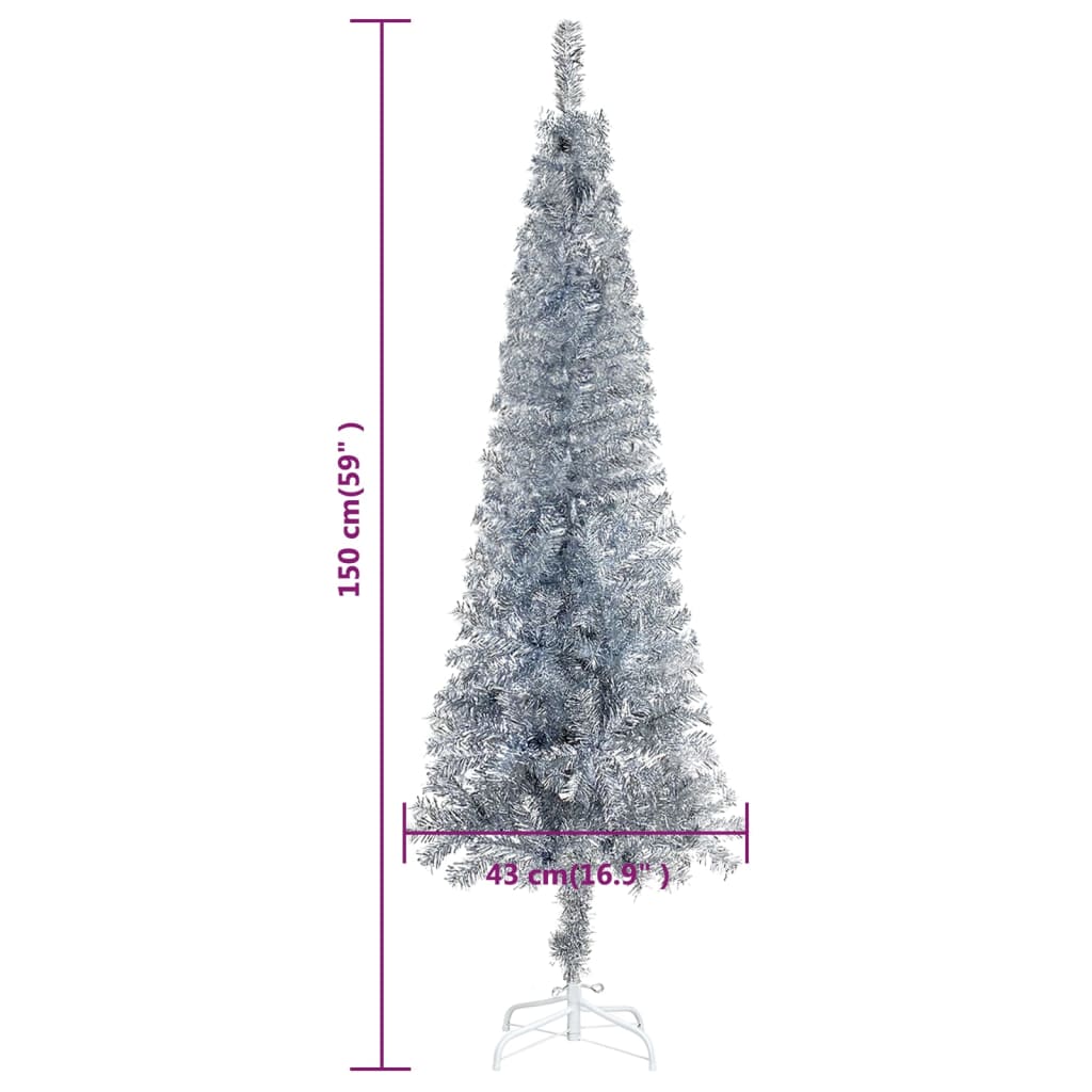 Slim Christmas Tree Silver 5 ft