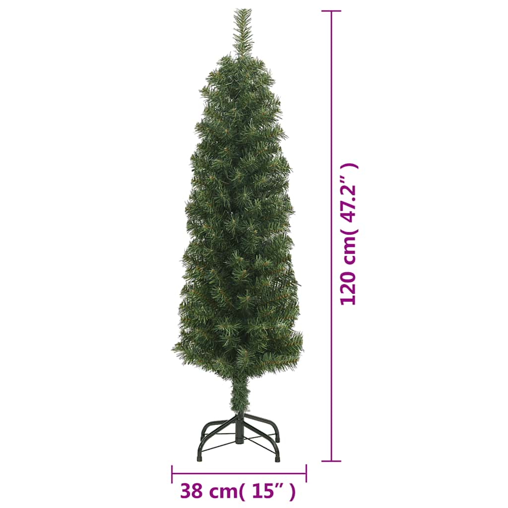Slim Artificial Christmas Tree with Stand Green 4 ft PVC