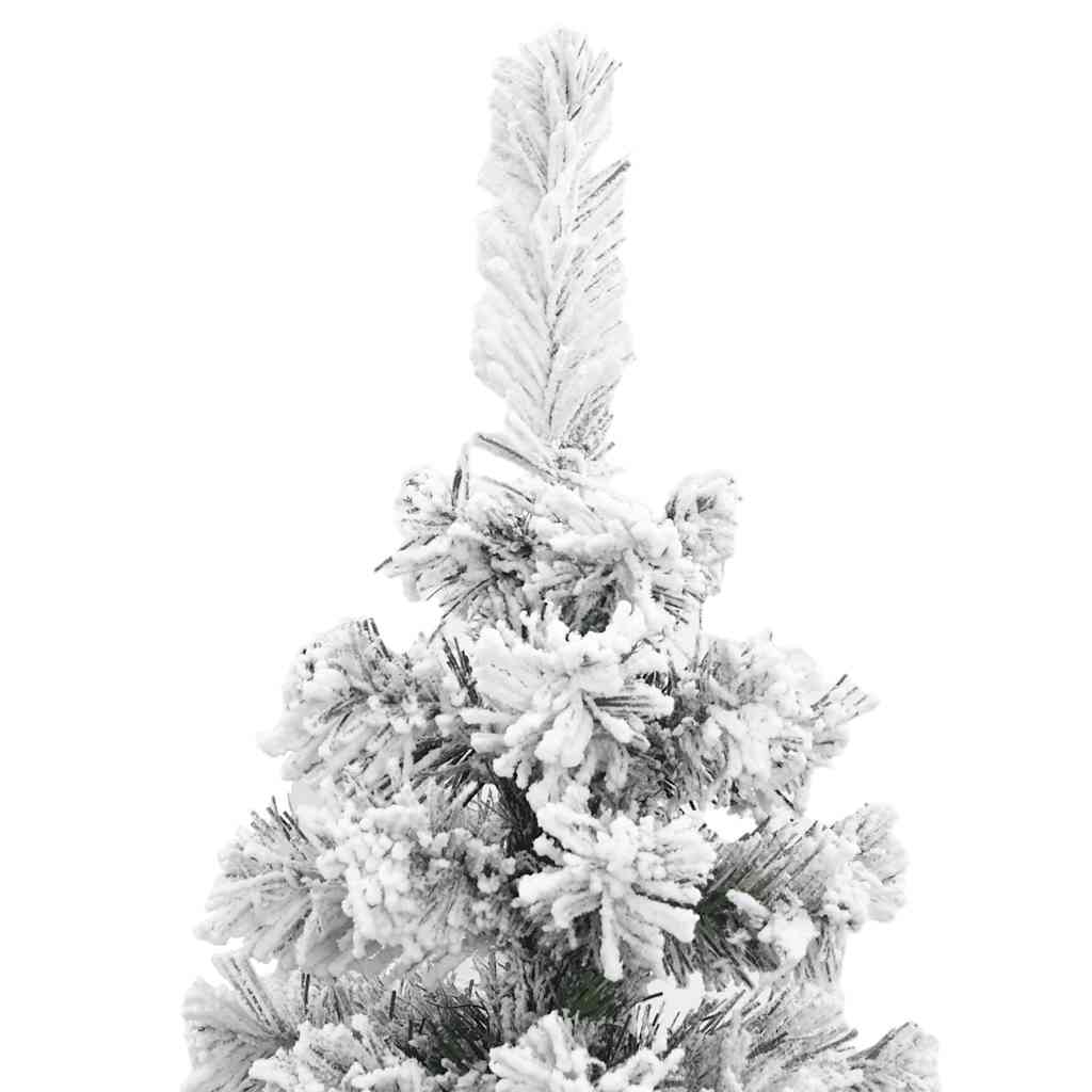 Christmas Tree Green with White Flocked Snow PVC, Steel Slim