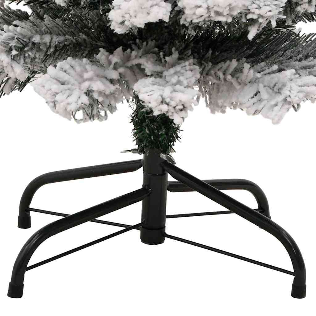 Christmas Tree Green with White Flocked Snow PVC, Steel Slim