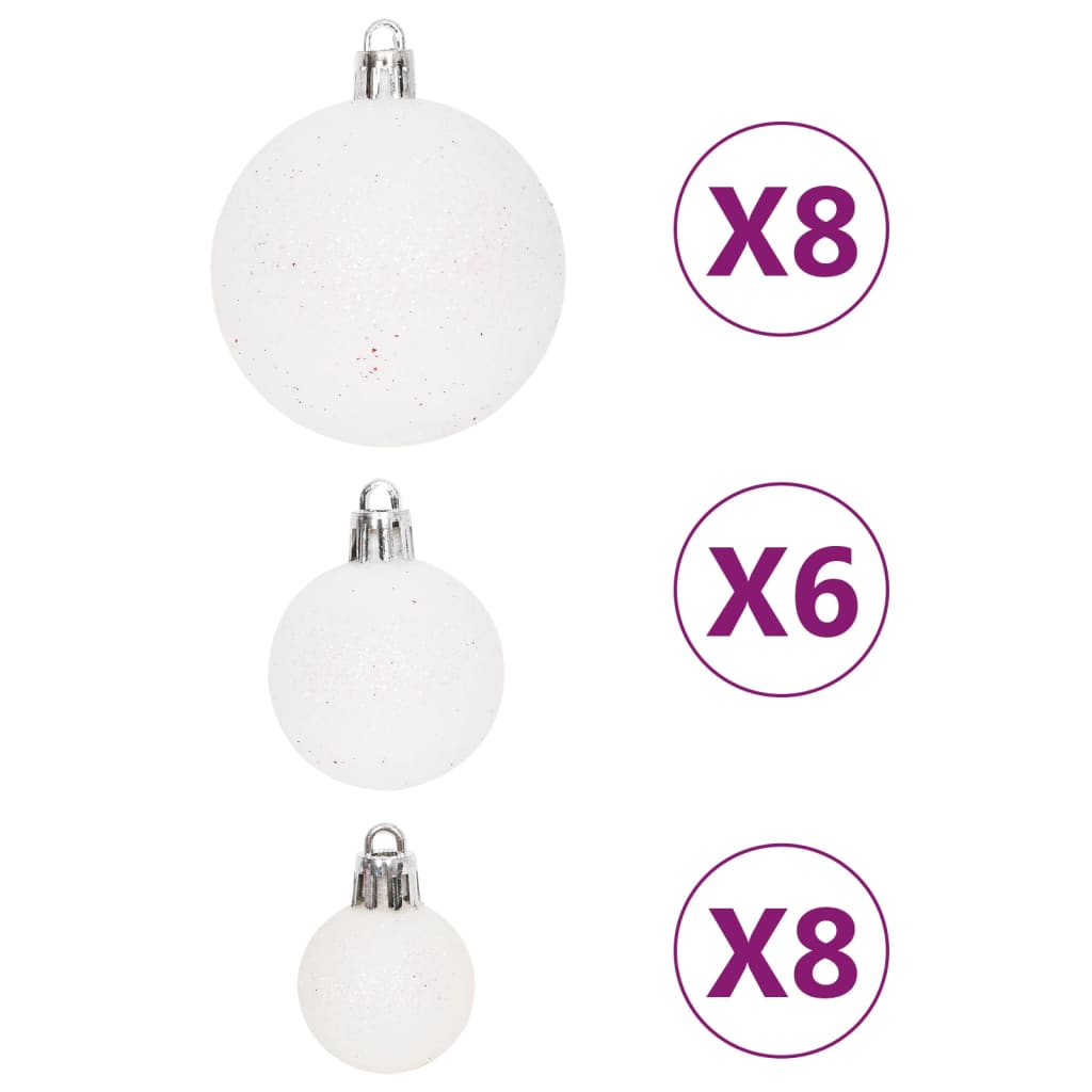 Christmas Bauble Set White and Pink Plastic Various Lightweight