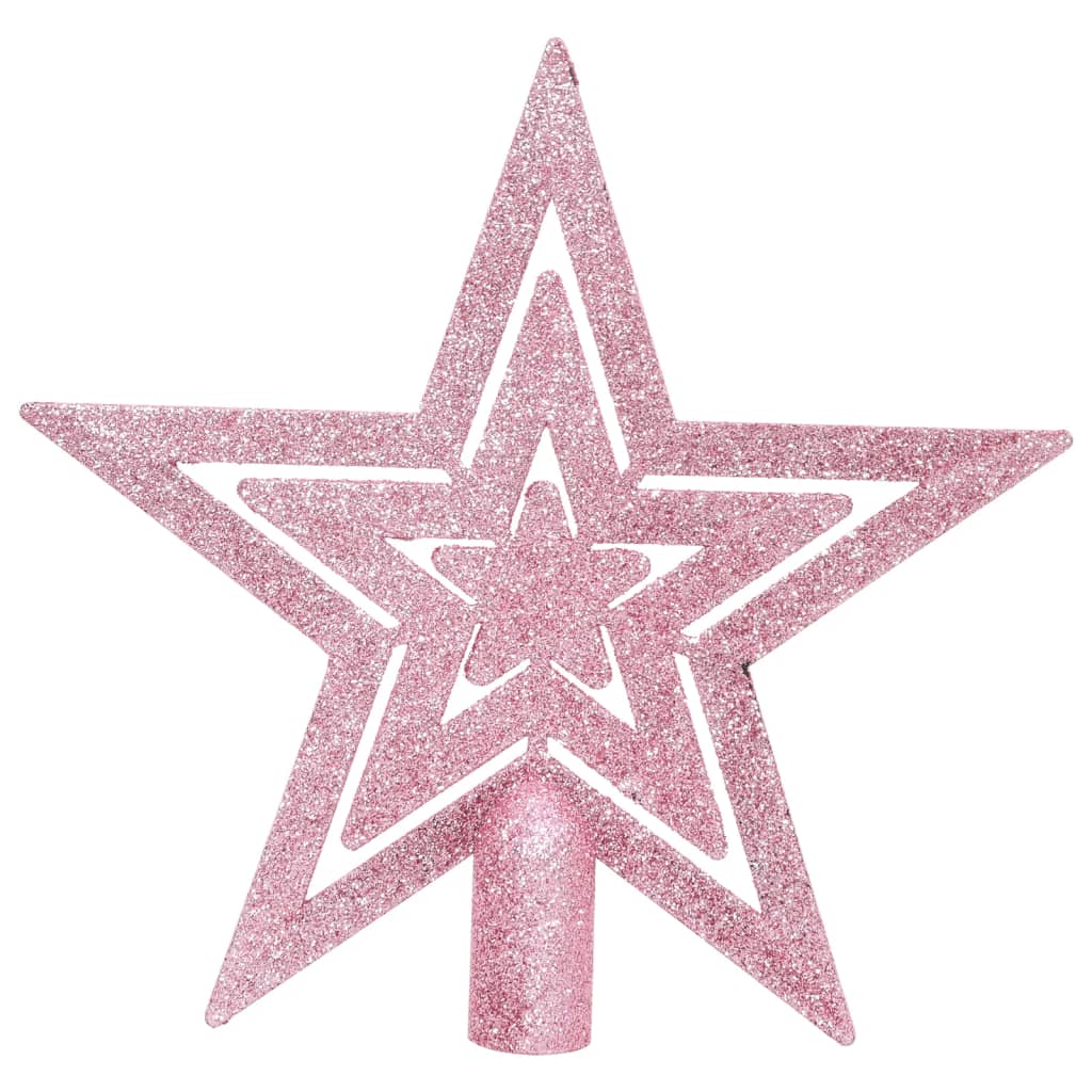 Christmas Bauble Set White and Pink Plastic Various Lightweight