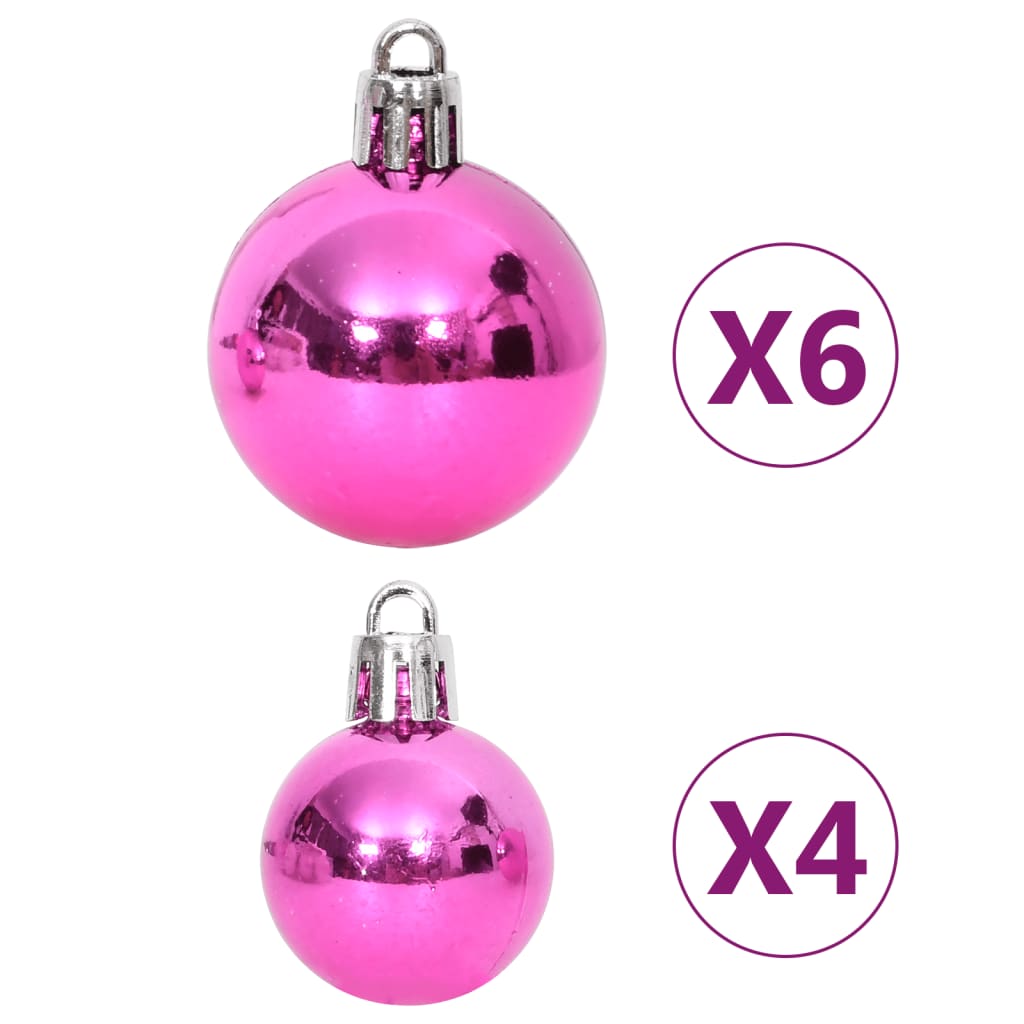 Christmas Bauble Set White and Pink Plastic Various Lightweight
