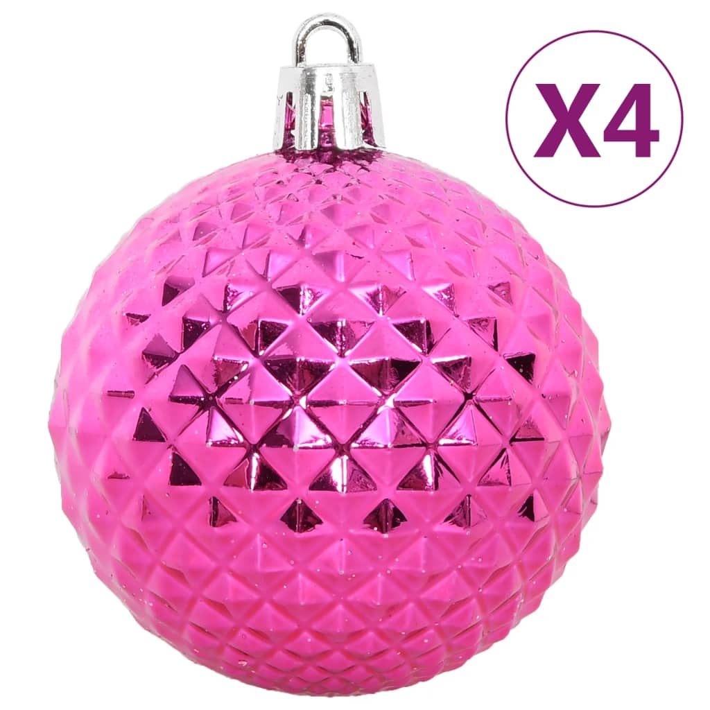 Christmas Bauble Set White and Pink Plastic Various Lightweight