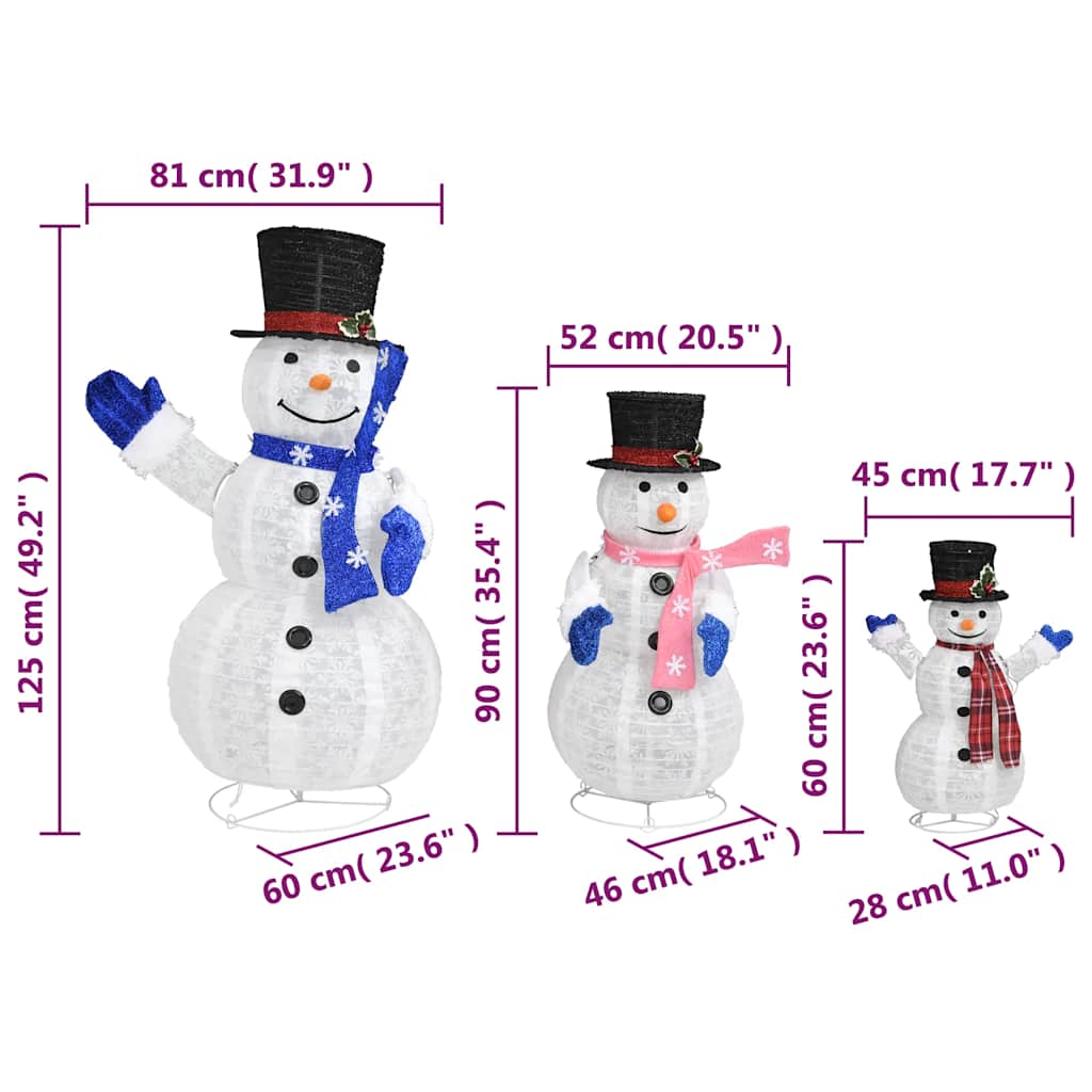 Snowman Family Figure White Fabric (100% polyester), steel