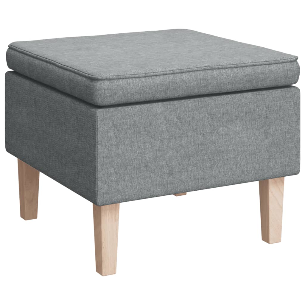 Stool Light grey Polyester fabric with rubber wood legs Compact