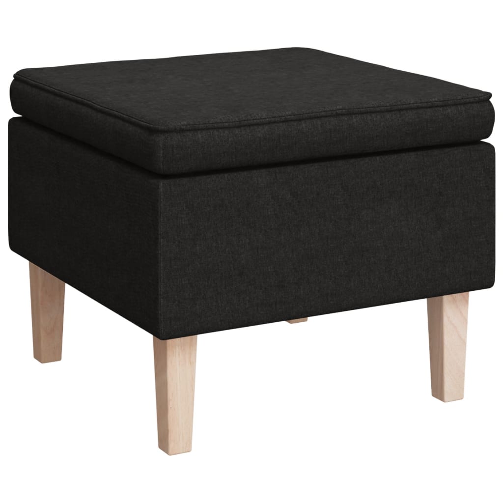 Stool Black Fabric Compact Durable Footstool Square Modern