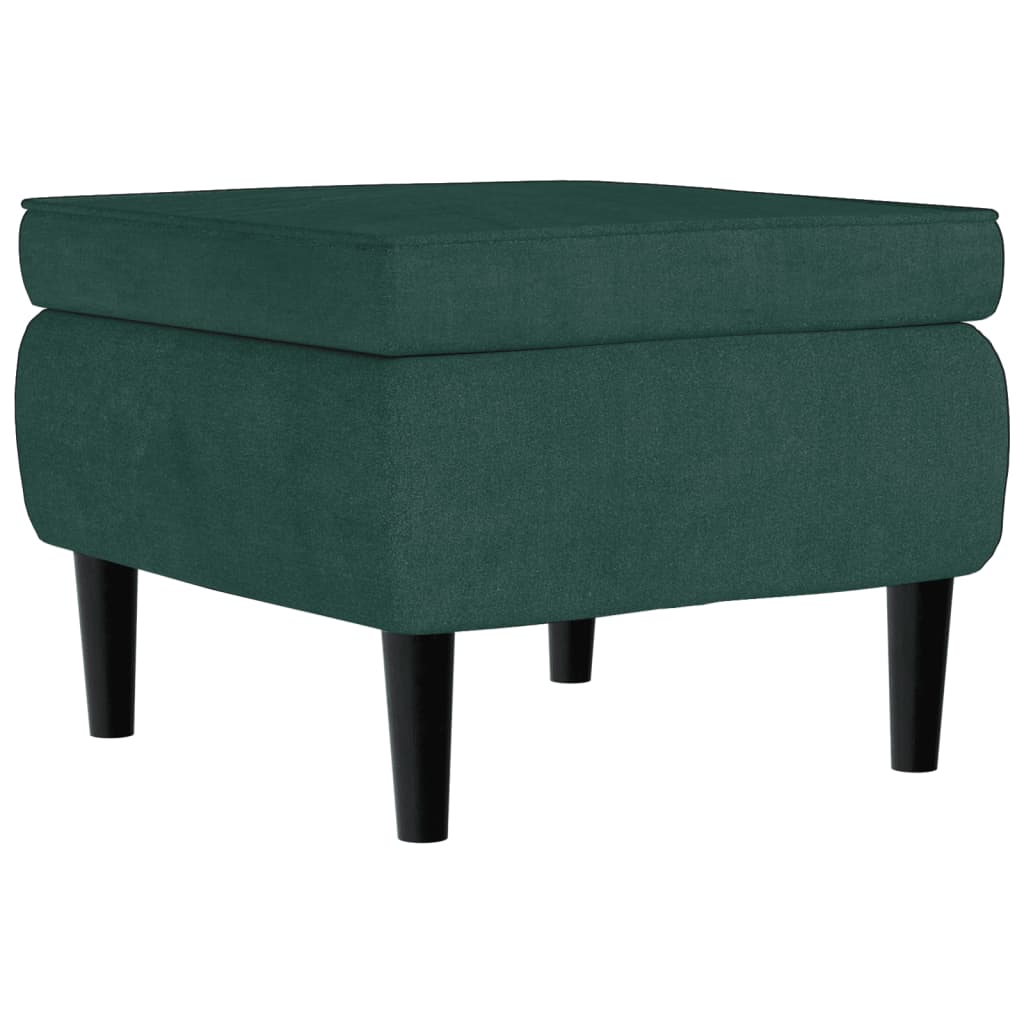 Stool Dark Green Velvet (100% polyester), Rubber Wood Compact