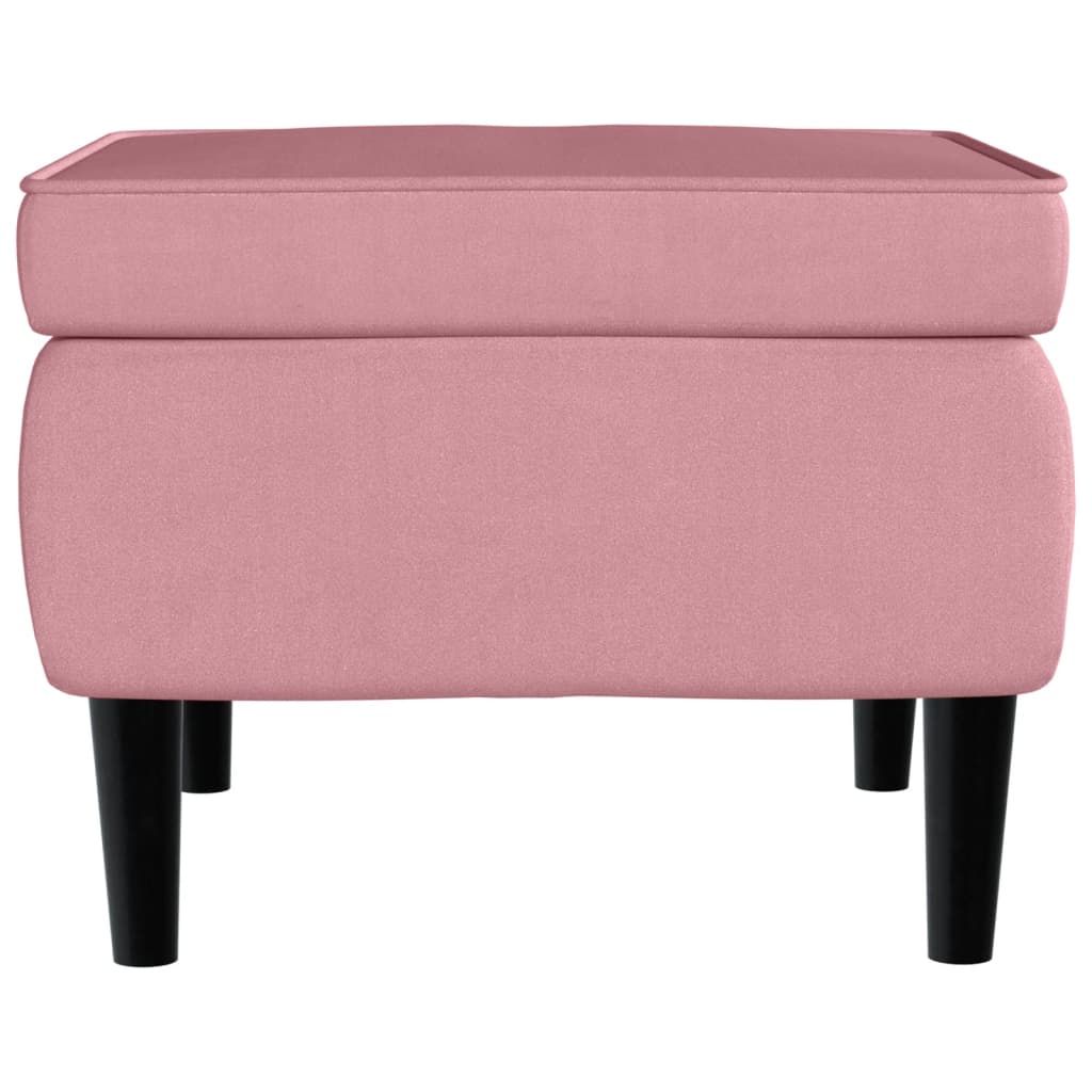 Stool Pink Velvet (100% polyester), rubber wood Compact Modern