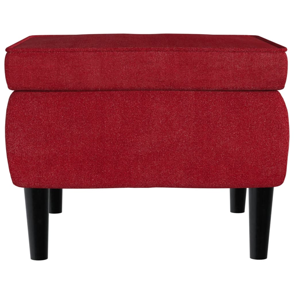 Stool Wine Red Velvet, rubber wood Small Footstool Square