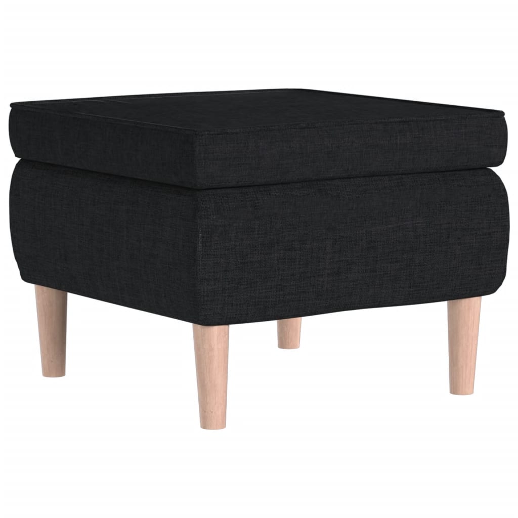 Stool Black 100% polyester, rubber wood Compact Sleek Footstool