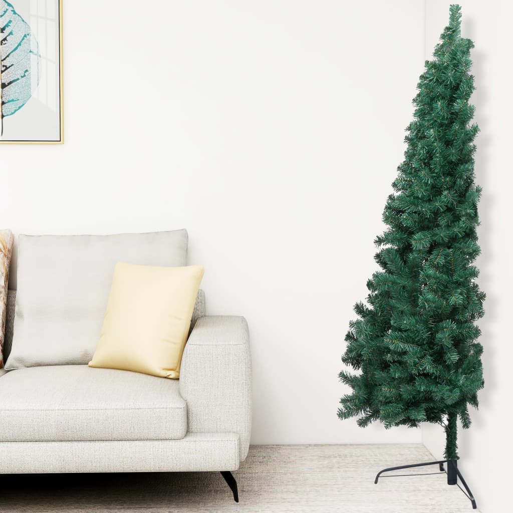 Artificial Half Christmas Tree Green PVC, steel 70.9 in tall