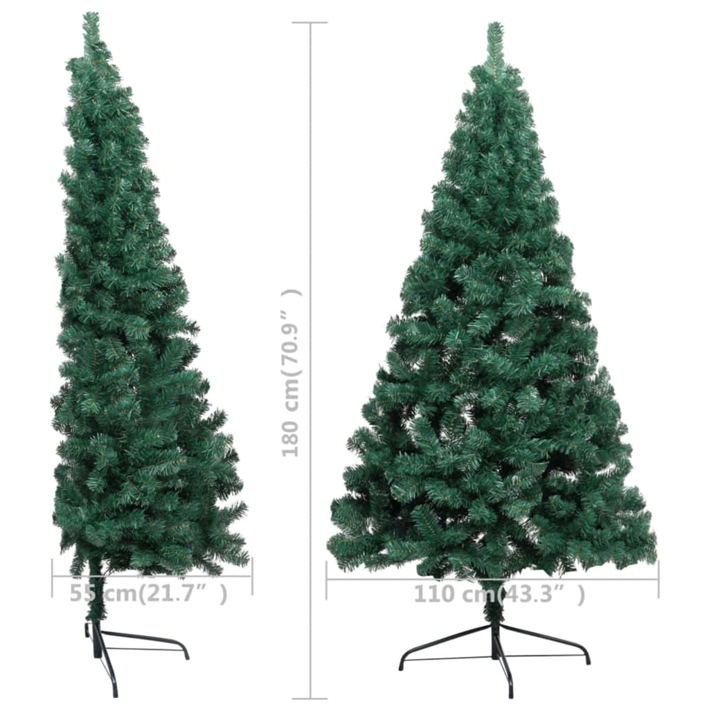 Artificial Half Christmas Tree Green PVC, steel 70.9 in tall