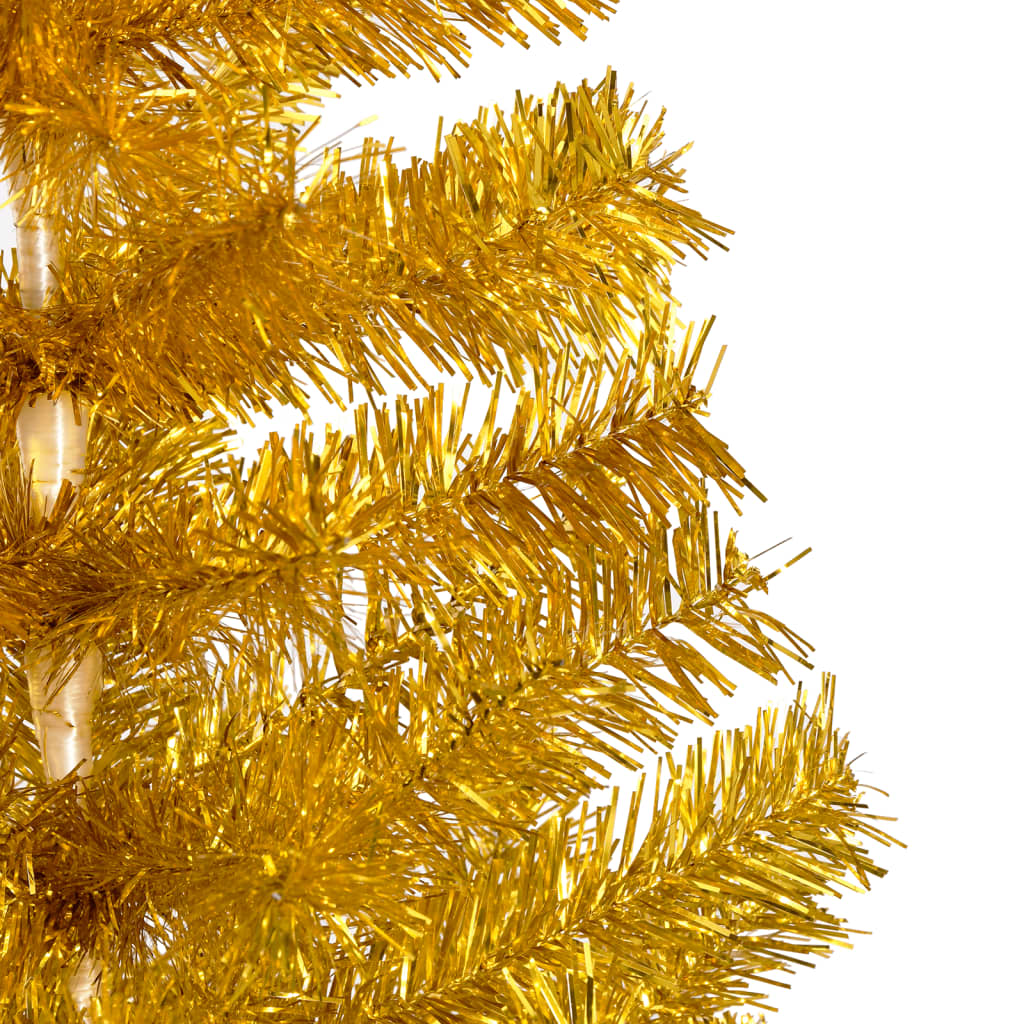 Artificial Pre-lit Christmas Tree with Stand Gold 59.1" PET