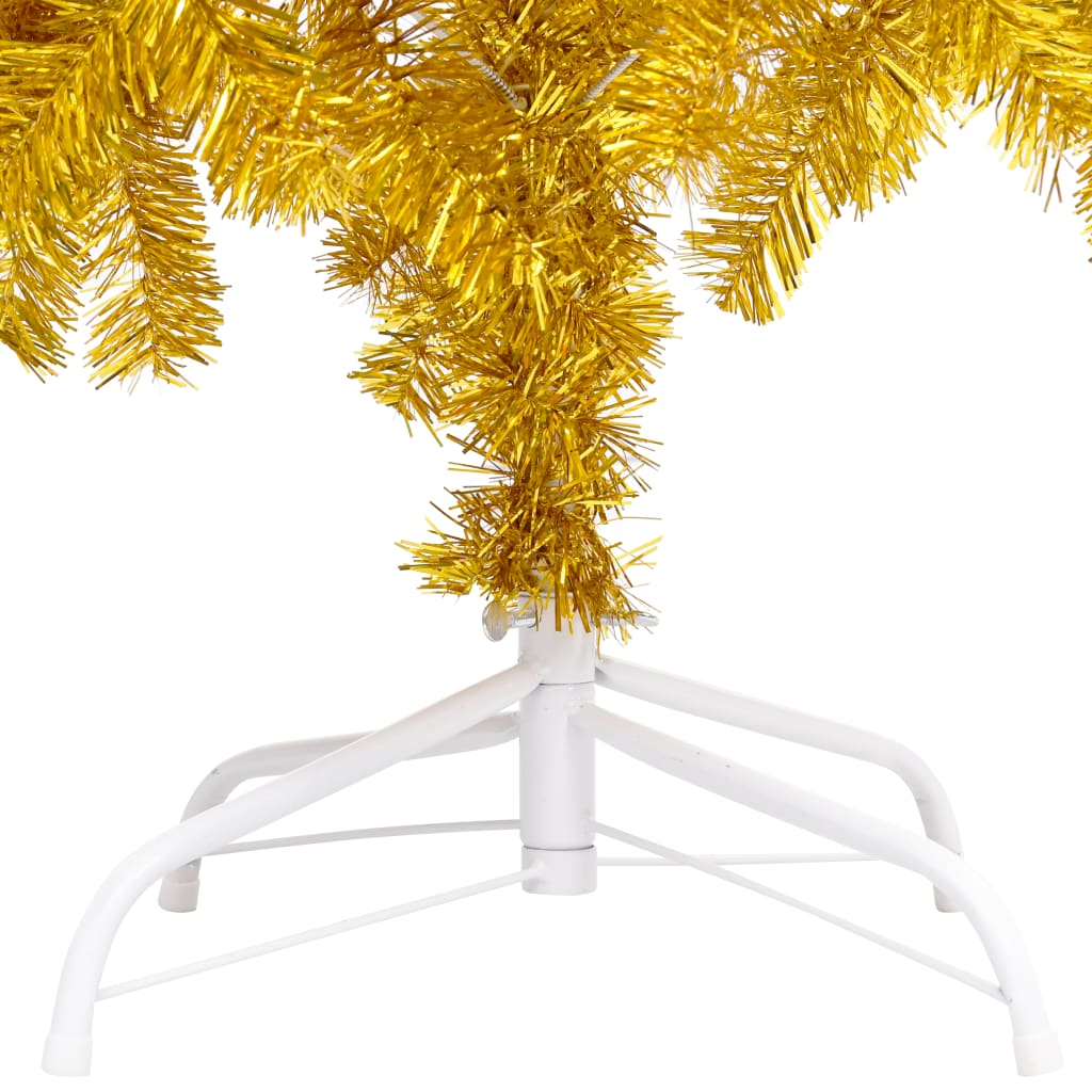Artificial Pre-lit Christmas Tree with Stand Gold 59.1" PET