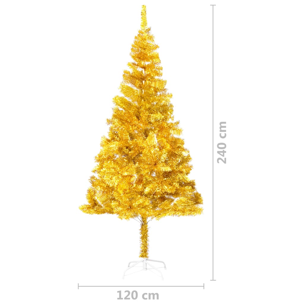 Artificial Pre-lit Christmas Tree with Stand Gold 94.5" PET