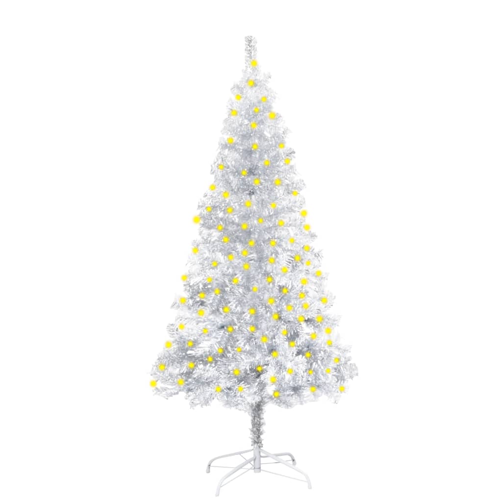 Artificial Pre-lit Christmas Tree with Stand Silver 59.1" PET