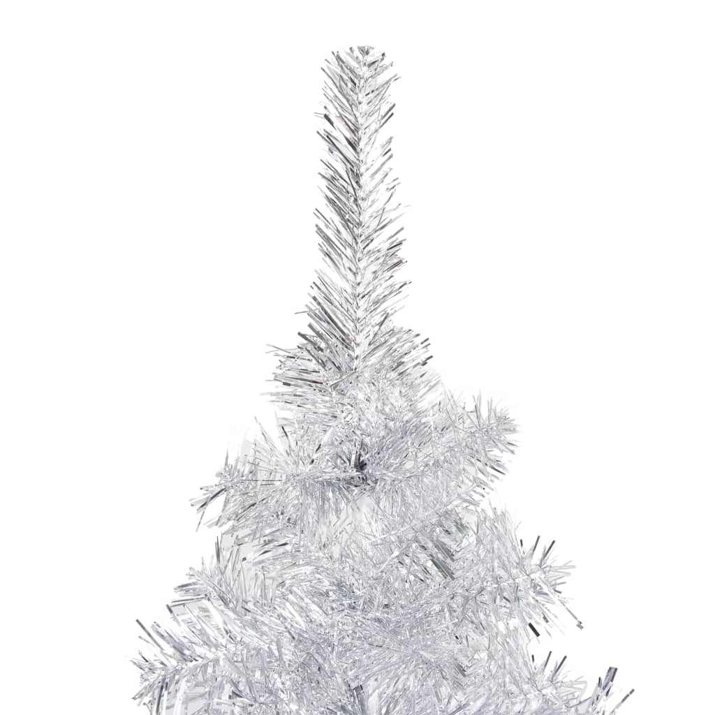 Artificial Pre-lit Christmas Tree with Stand Silver 59.1" PET