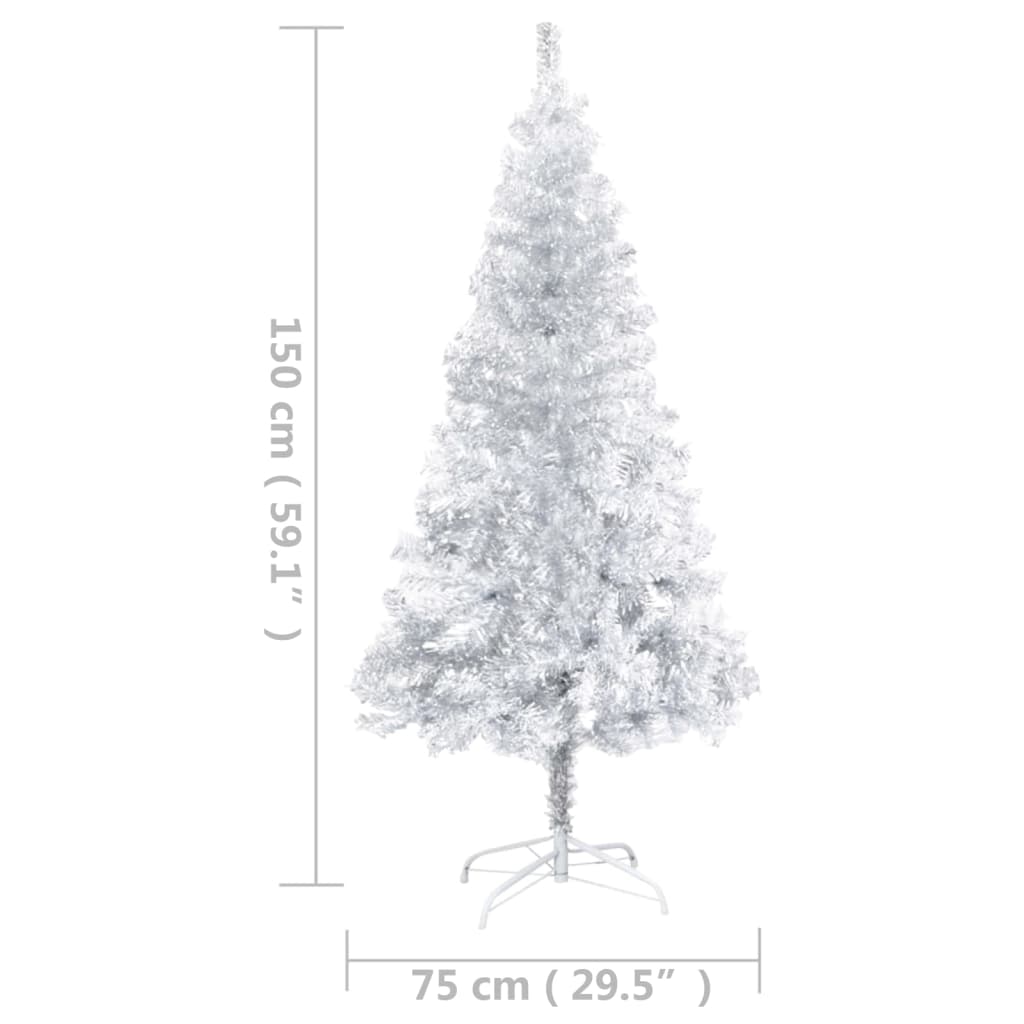 Artificial Pre-lit Christmas Tree with Stand Silver 59.1" PET