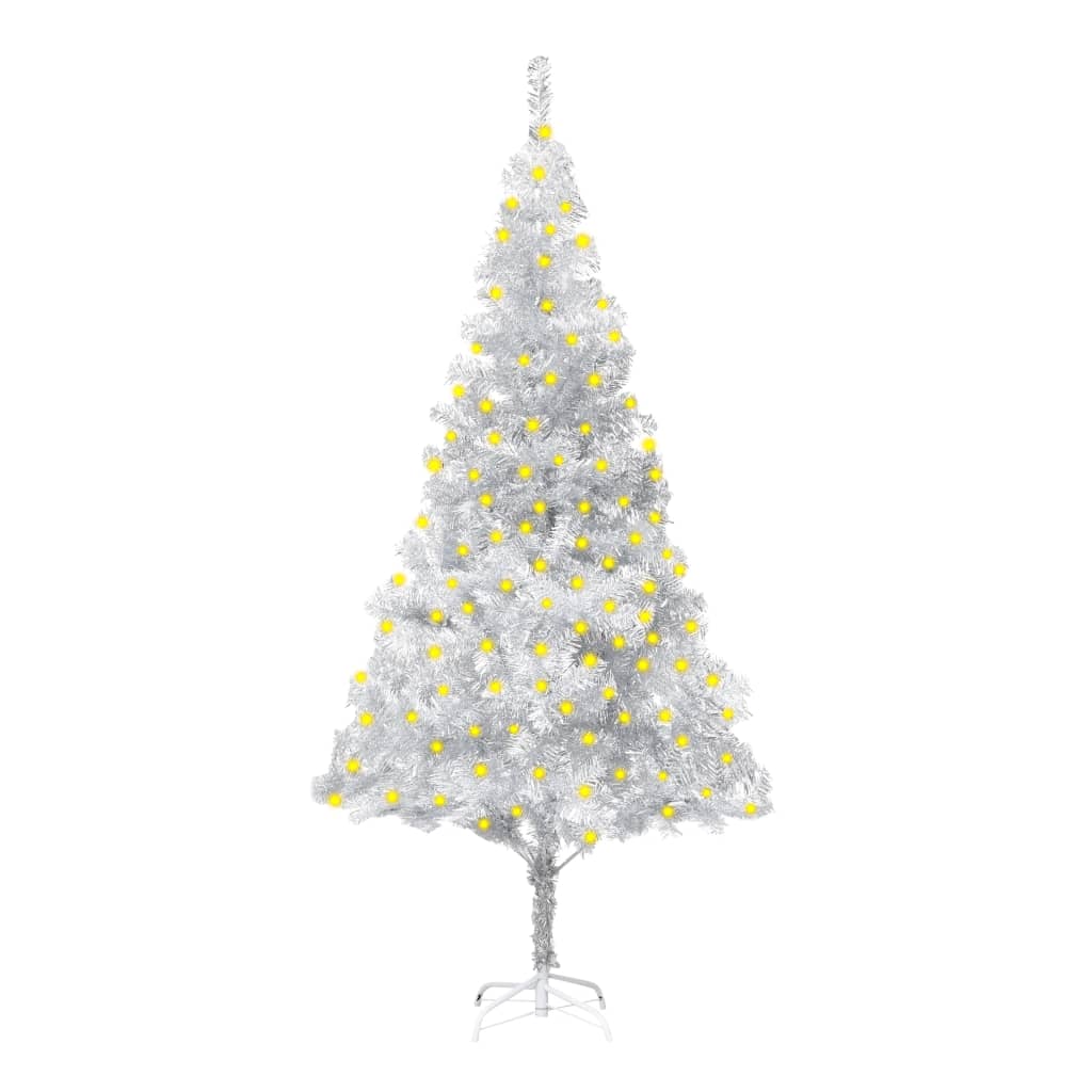 Artificial Pre-lit Christmas Tree with Stand Silver 70.9" PET