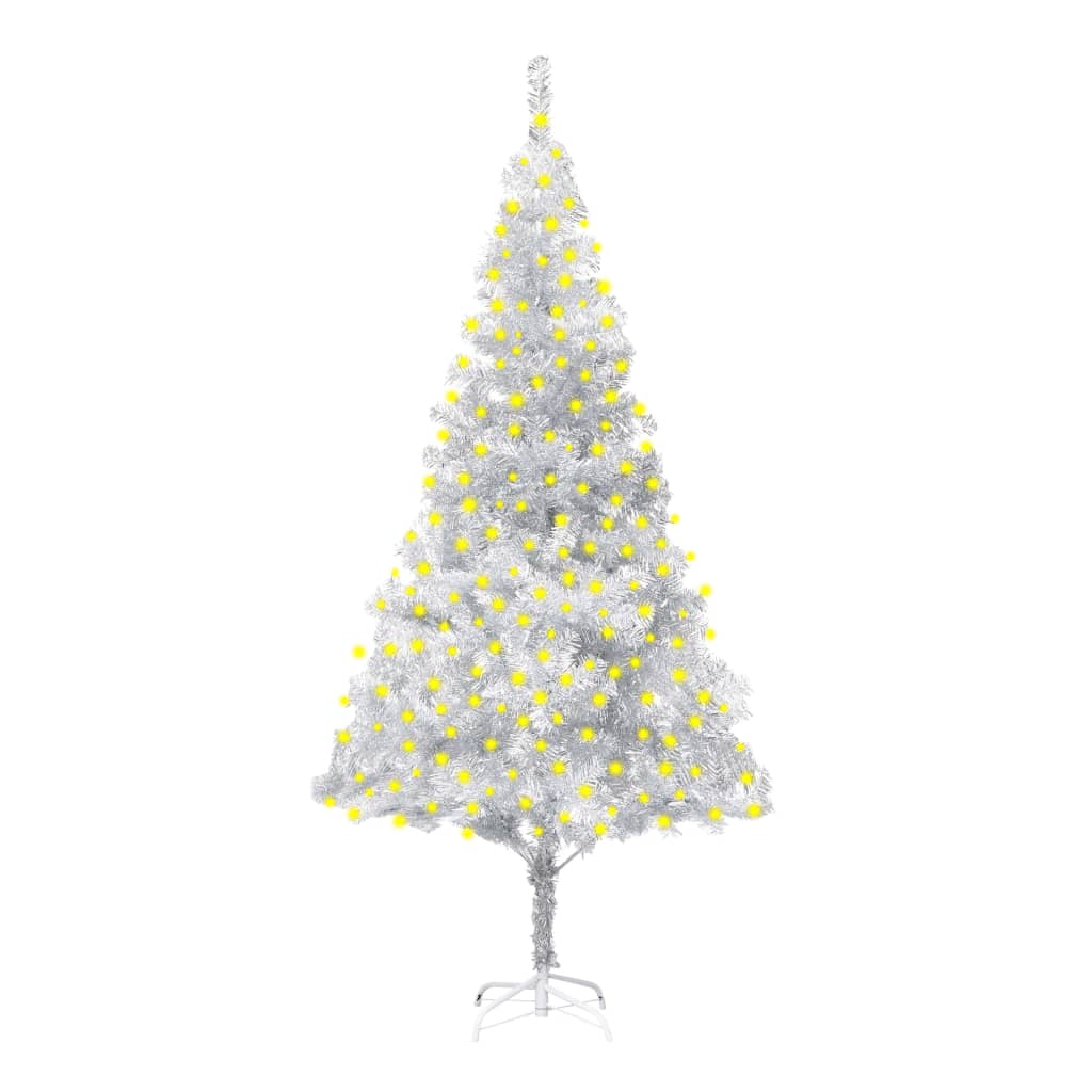 Artificial Pre-lit Christmas Tree with Stand Silver 82.7" PET