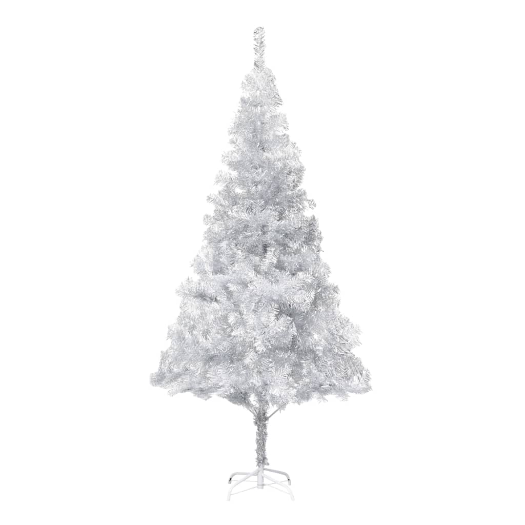 Artificial Pre-lit Christmas Tree with Stand Silver 82.7" PET