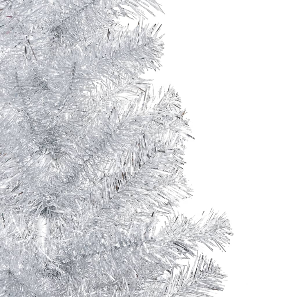 Artificial Pre-lit Christmas Tree with Stand Silver 82.7" PET