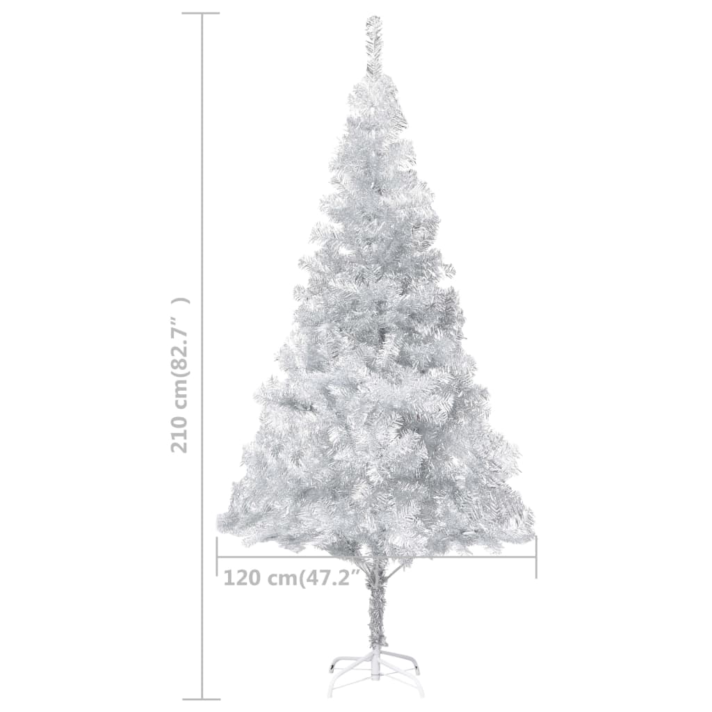 Artificial Pre-lit Christmas Tree with Stand Silver 82.7" PET