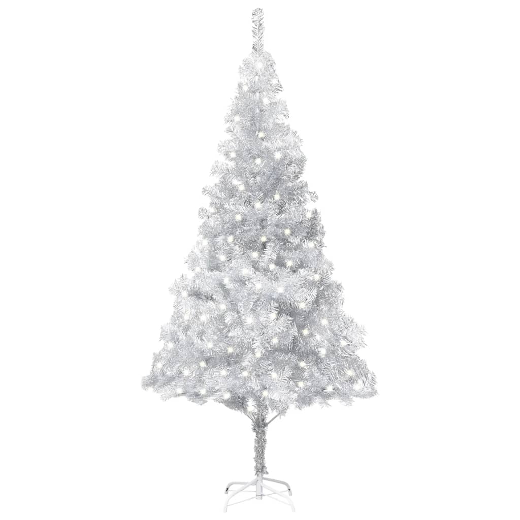 Artificial Pre-lit Christmas Tree with Stand Silver 94.5" PET
