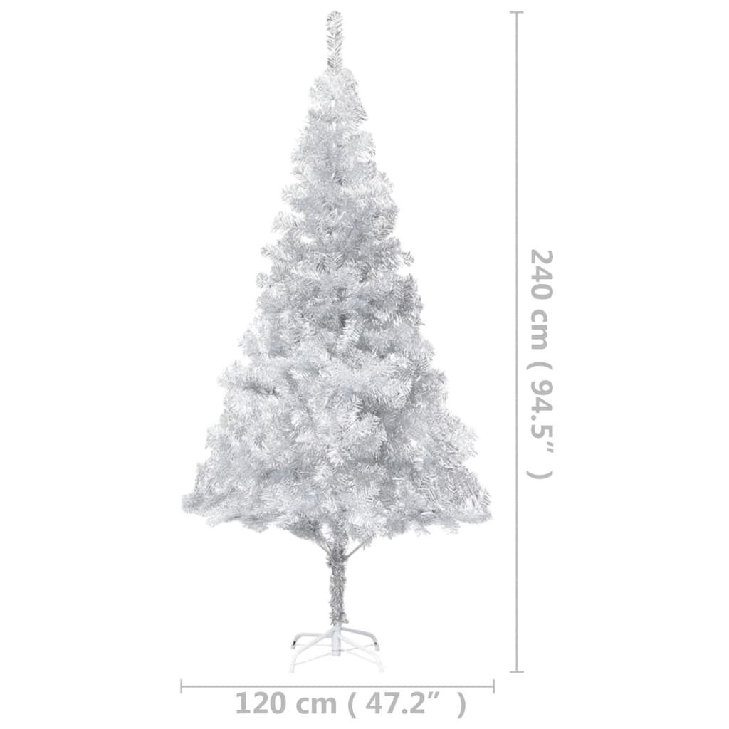 Artificial Pre-lit Christmas Tree with Stand Silver 94.5" PET