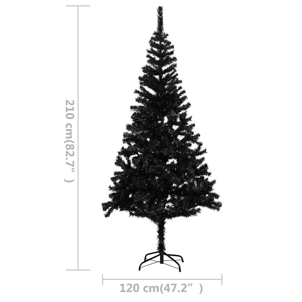 Artificial Pre-lit Christmas Tree with Ball Set Black 82.7" PVC