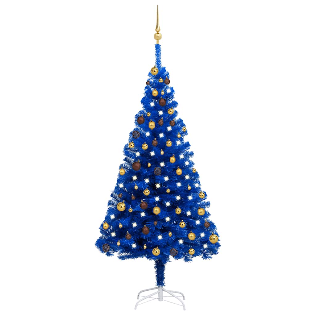 Artificial Pre-lit Christmas Tree with Ball Set Blue 70.9" PVC